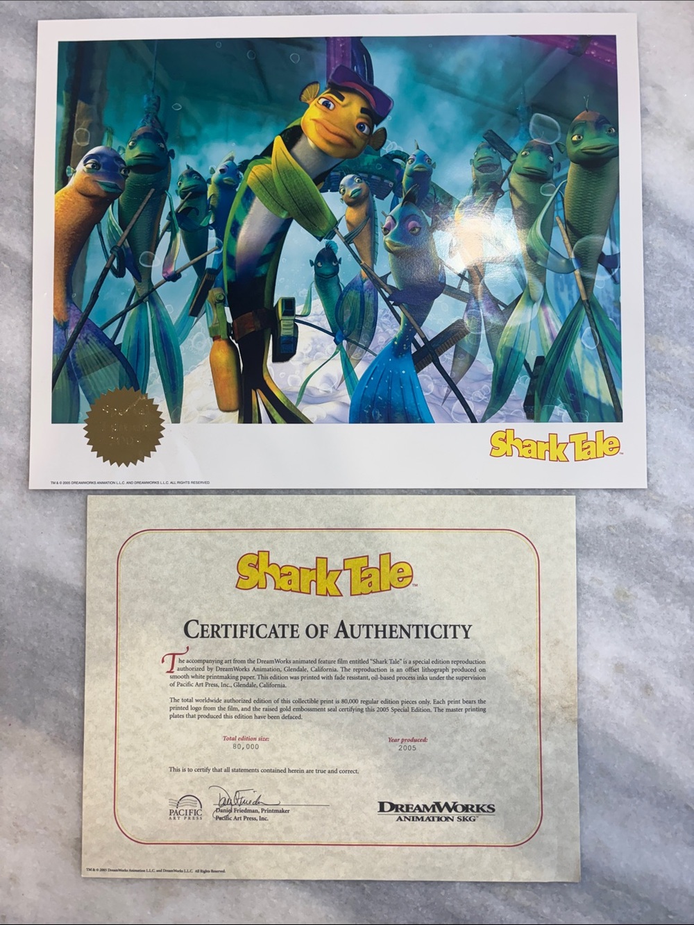 Signed Art Print - shark Tale w/certificate of Authenticity.
